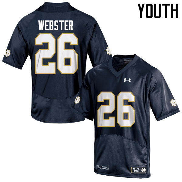 Youth #26 Austin Webster Notre Dame Fighting Irish College Football Jerseys-Navy Blue - Click Image to Close
